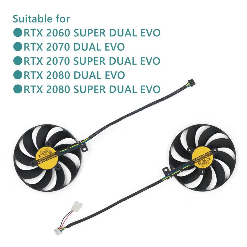 Rakstore FDC10H12S9-C PLD09210S12H Graphics Card Cooling Fan Replacement for ASUS RTX 2060 Super RTX 2070 2070 Super RTX 2080 2080 Super Dual EVO Cooler Fan - Image 2